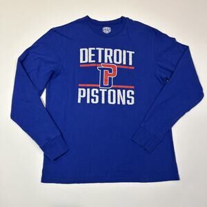 Detroit Pistons Long Sleeve Shirt Men Large Blue NBA Basketball Graphic Tee